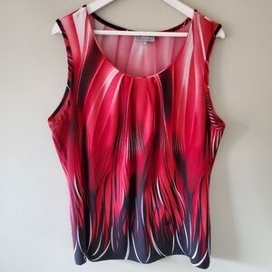 LAURA XL Loose Fit Dark Romantic Bold Abstract Silky Jersey Knit Sleevless Top